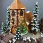 Vintage Blenham Street Bank & 2 Policeman Figurines by Department 56. Illuminated Christmas Village House. Dickens Village. Holiday Display.