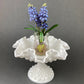 Milk Glass Candy Dish with Ruffled Edge. Vintage, Hobnail Trinket Dish. White Footed Bowl. Fine Tableware.