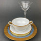 Vintage Noritake Allison Porcelain Soup Bowls & Saucers, Gold Wedding Band China, Set of 7
