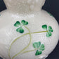 Antique Belleek Porcelain Vase, Cream Shamrock Motif, Scalloped Rim, Ireland