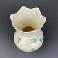 Antique Belleek Porcelain Vase, Cream Shamrock Motif, Scalloped Rim, Ireland