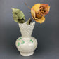 Antique Belleek Porcelain Vase, Cream Shamrock Motif, Scalloped Rim, Ireland