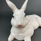 Large Reclining Bunny Figurine: White Farmhouse Easter Decor