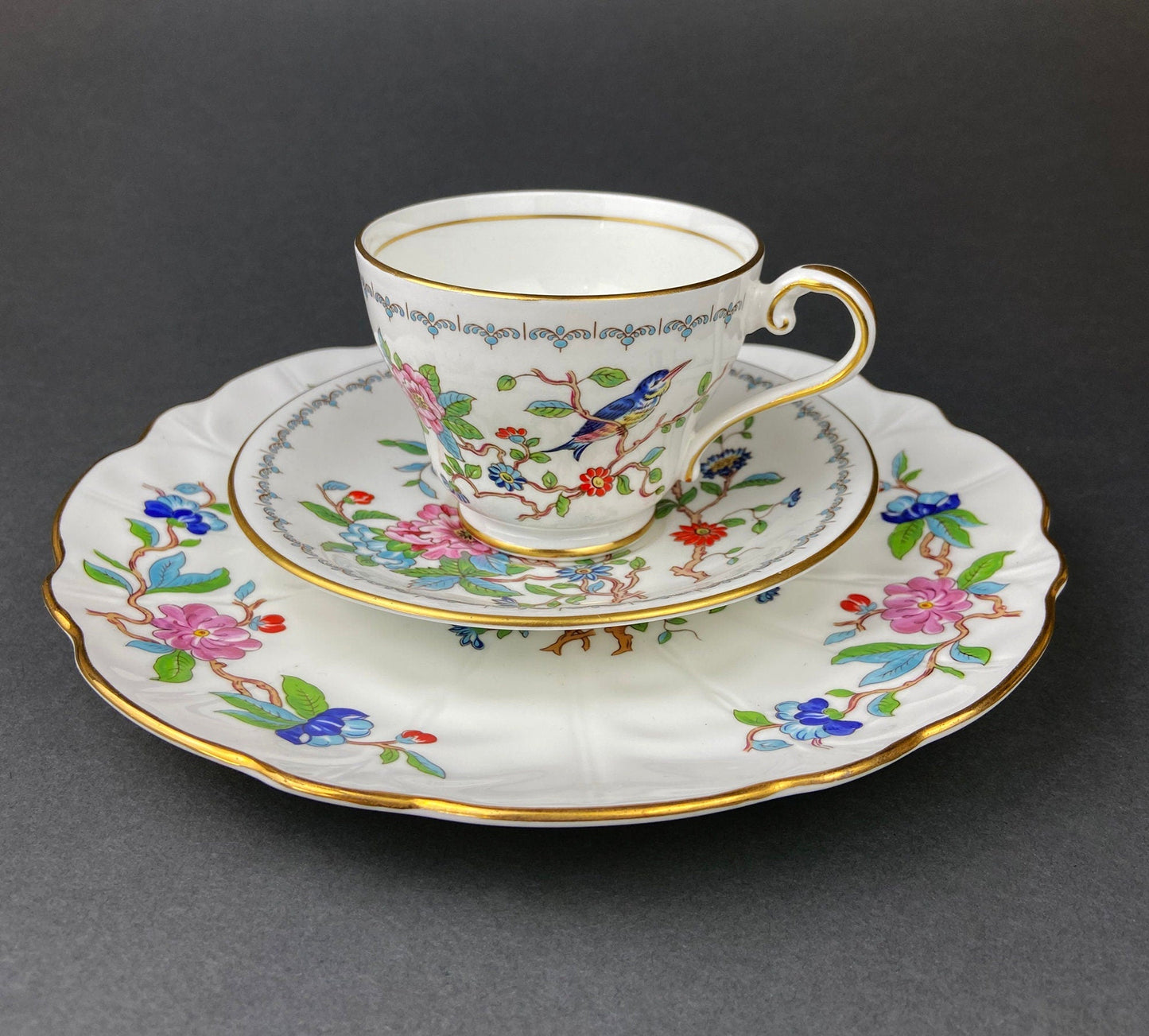 Vintage Cup and Saucer with Yellow Birds. Queens's Fine Bone China. Birds of America. Pair of Finches. Gift of Love. Modern Farmhouse.