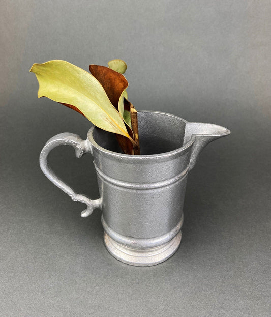 Small Vintage Pewter Pitcher, Rustic Home Decor
