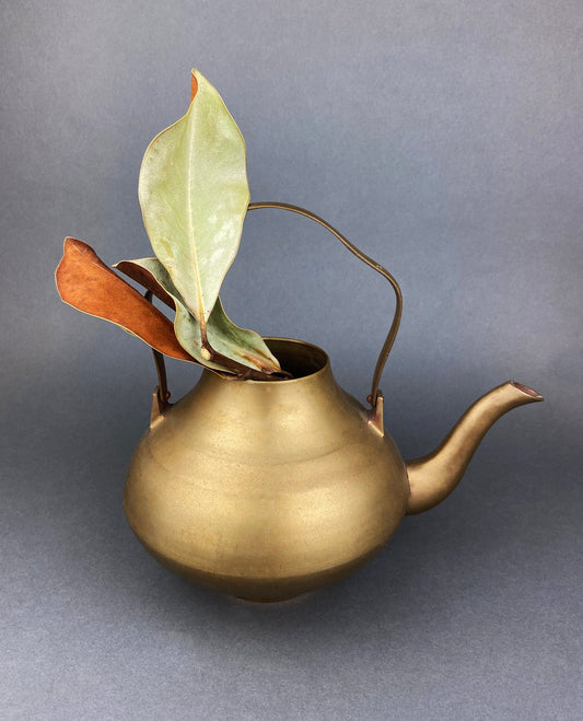 Vintage Brass Kettle, Rustic Kitchen Decor, Collectible Teapot