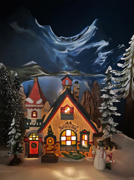 Christmas Village House by O'Well - Illuminated Curiosity Shop Porcelain Lighted House