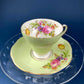 Vintage Foley Fine Bone China Tea Cup & Saucer, Mint Green Floral, Made in England
