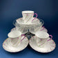Antique Star Paragon Tea, Coffee, or Chocolate Set. Tray with Matching 5 Cups & Saucers. Delicate Fluting and Flowers. Dining Room Decor.