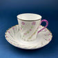 Antique Star Paragon Tea, Coffee, or Chocolate Set. Tray with Matching 5 Cups & Saucers. Delicate Fluting and Flowers. Dining Room Decor.