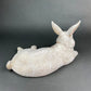 Large Reclining Bunny Figurine: White Farmhouse Easter Decor