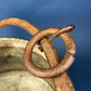 Antique Copper Cauldron. Large Hand Pounded Bucket with Wrought Iron Handle. Hand Hammered Fire Wood Scuttle. Rustic Home Decor.