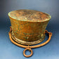 Antique Copper Cauldron. Large Hand Pounded Bucket with Wrought Iron Handle. Hand Hammered Fire Wood Scuttle. Rustic Home Decor.