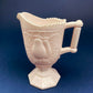 Pink Milk Glass Footed Creamer with Pear Motif. Collectible Tableware.