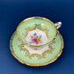 Vintage Grosvenor Fine Bone China Teacup and Saucer - Mint Green Floral