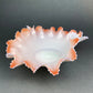 Vintage Opalescent Glass Bowl, Peach Ruffled Edge Collectible