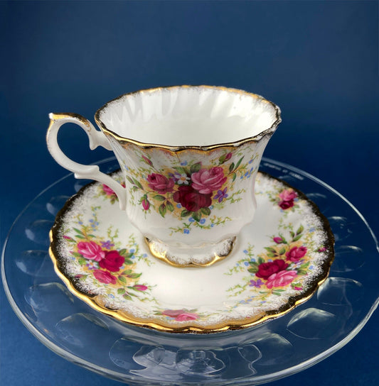 Vintage Queen Anne Bone China Porcelain Tea Cup and Saucer. Summer Days Design. Tea Party Hosting Essentials. Collectible Set.