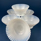 Antique Monax Petalware Opalescent Tea Set Trio. White and Gold Depression Glass Tea Cup, Saucer, Dessert or Salad Plate & Serving Plate.