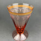 Antique Pink Crystal Goblets, Morgantown Necklace Gold Pattern, Set of 8