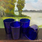 Cobalt Blue Glass Water Goblets. Set of Eight Contemporary Style Stemware. Dark Blue Modern Glassware. Fine Dining.
