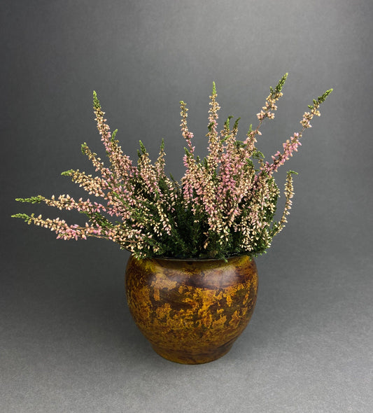 Vintage Hand Hammered Brass Flower Pot Vase, Rustic Decor