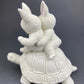 Lucky Smiling Pig Figurine by Snow Babies and Department 56. Cute White Porcelain Piglet Wearing Scarf. Holiday Decor. Collectibles.
