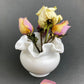 Small Milk Glass Vase With Ruffled Edge. Round Flower Vase. White Bedroom Decor. Collectible Milk Glass.