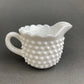 Vintage Milk Glass Creamer, Hobnail Scalloped Sauce Dish
