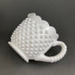 Vintage Milk Glass Creamer, Hobnail Scalloped Sauce Dish