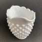 Vintage Milk Glass Creamer, Hobnail Scalloped Sauce Dish