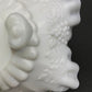 Vintage Milk Glass Footed Candy Bowl, Grape Motif, Ruffled Rim