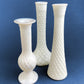 Milk Glass Vases. Collection of Three Differently Quilted & Shaped Flower Vases. Wedding Decor. Spring Celebration. White Fine Dining. Finie