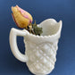 Vintage Milk Glass Creamer, Quilt Pattern Scalloped Edge