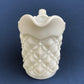 Vintage Milk Glass Creamer, Quilt Pattern Scalloped Edge
