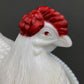 Westmoreland Milk Glass Covered Bowl Shaped Like Rooster on Nest. White Rooster with Red Comb. Lidded Butter Serving Dish. Modern Farmhouse.