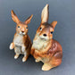 Vintage Bunny Figurines. Pair of Hand Painted Porcelain Rabbits. Spring and Easter Celebration. Collectible Figurines.