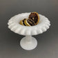 Vintage Fenton Milk Glass Candy Dish, Hobnail Ruffled Trinket Bowl