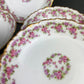 Limoges Elite Set of Five Bread, Salad, 8.75 inch Plates with Pink Roses and Scalloped Rim.  Antique Limoges Dishes.