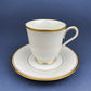 White China Cups and Saucers: Gold Embossed Band, Set of 5