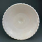 Pink Milk Glass Footed Fruit Bowl. Modern Quilt Pattern on the Outside of a Bowl. Floral Design Inside a Bowl.