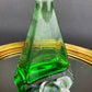 Green Crystal Decanter with Clear Stopper. Minimal Crystal Carafe. Office Decor. Social Club Decor. Men Cave Accessory. Gift for Dad.