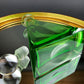 Green Crystal Decanter with Clear Stopper. Minimal Crystal Carafe. Office Decor. Social Club Decor. Men Cave Accessory. Gift for Dad.