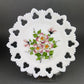 Westmoreland Milk Glass Decorative Plates with Hand Painted Violets,  Cherry Blossom, and Fruit.  Set of Four Plates with Reticulated Rim.