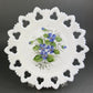 Westmoreland Milk Glass Decorative Plates with Hand Painted Violets,  Cherry Blossom, and Fruit.  Set of Four Plates with Reticulated Rim.