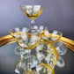 Vintage Fostoria Crystal Topaz Champagne Glasses. Light Yellow Depression Glass Low Sherbet Stemware. Gold Footed Glasses.  Set of Six.