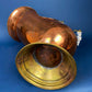 Antique Copper Cauldron with Brass Bottom & Ceramic Handles. Hand Hammered Scuttle for Firewood. Rustic Home Decor.