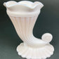 Milk Glass Horn Vases. Hobnail, Cornucopia Shaped Vase. Table Centerpiece. Collectible Trumpet Floral Vase.