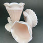 Milk Glass Horn Vases. Hobnail, Cornucopia Shaped Vase. Table Centerpiece. Collectible Trumpet Floral Vase.