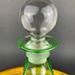 Green Crystal Decanter with Clear Stopper. Minimal Crystal Carafe. Office Decor. Social Club Decor. Men Cave Accessory. Gift for Dad.