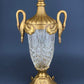 Vintage Hand Blown Bubble Glass Brass Urn Jar, Pineapple Design